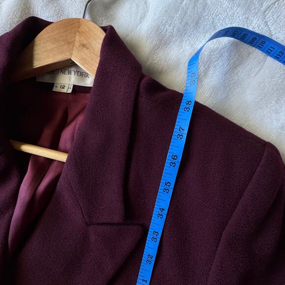 Jones New York Metro Merlot Wine Colored Long Wool Winter Coat Women's Size 12 - Picture 8 of 16